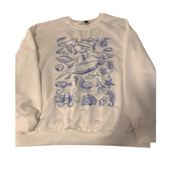 SHEIN Sea Creatures Marine Life Sweatshirt Size Large New Never Worn - Picture 1 of 4